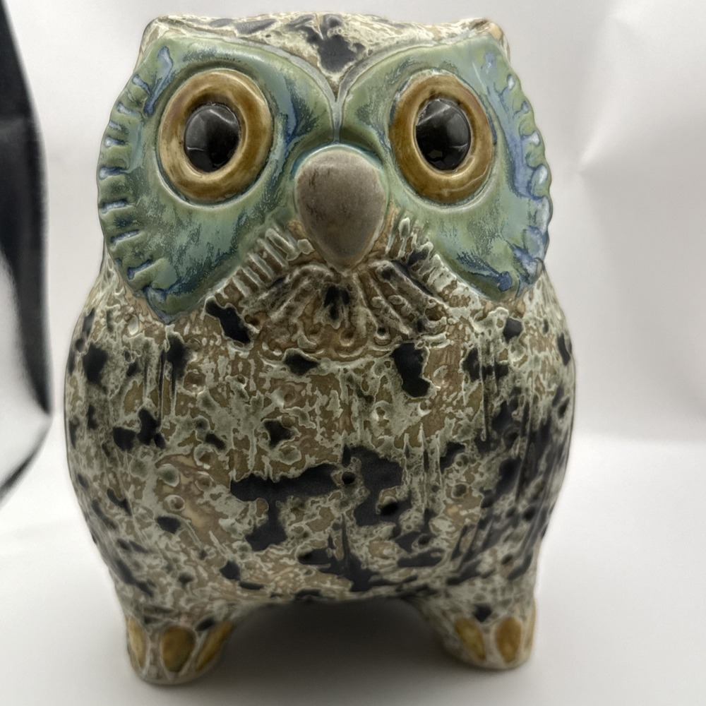 Lladro‎ Owl Figurine 6in Brown Green Glazed Ceramic Hand Made in Spain Vintage